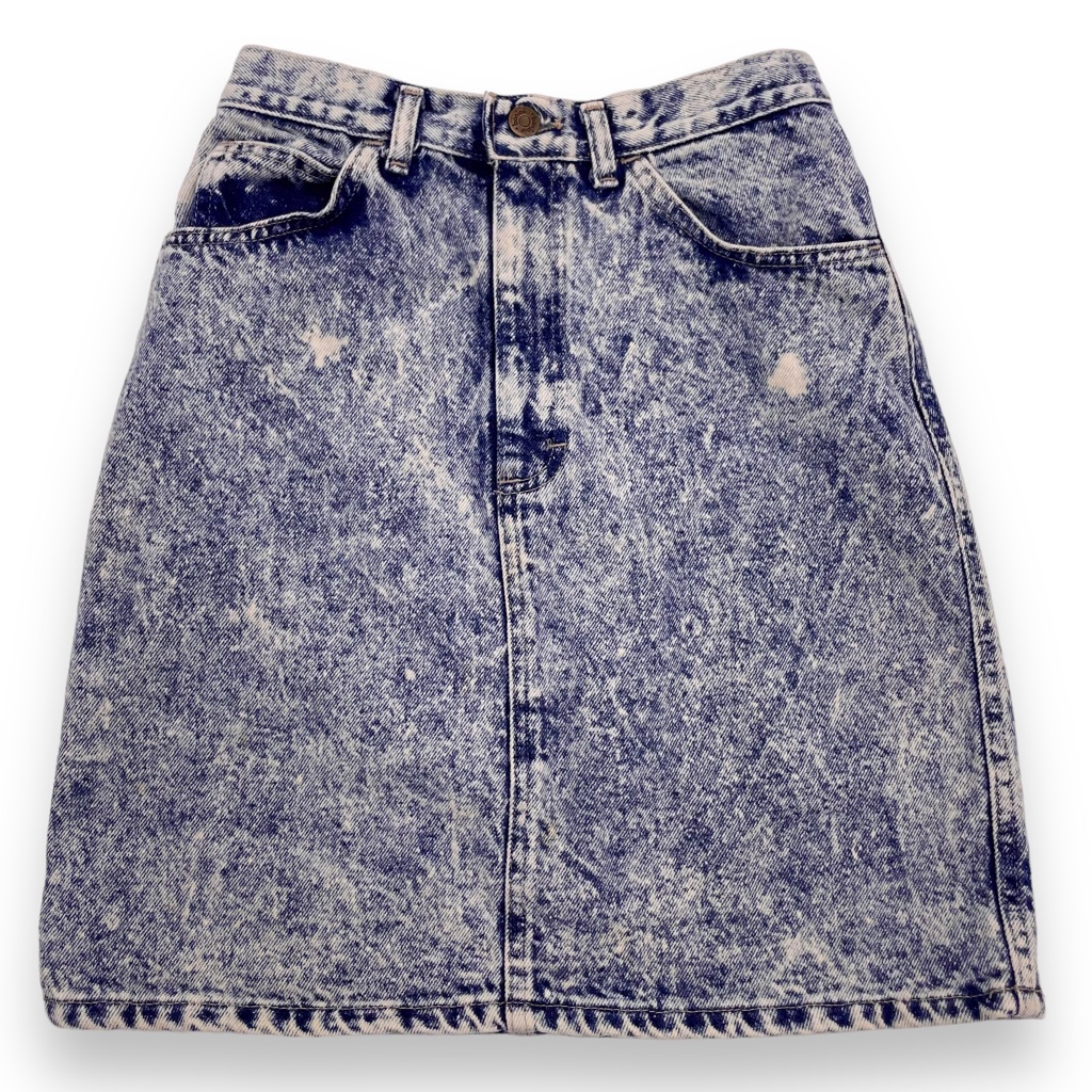 Vintage Acid-Wash Mini Skirt Denim Bonjour 80s 90s Punk Mall Rat Cotton